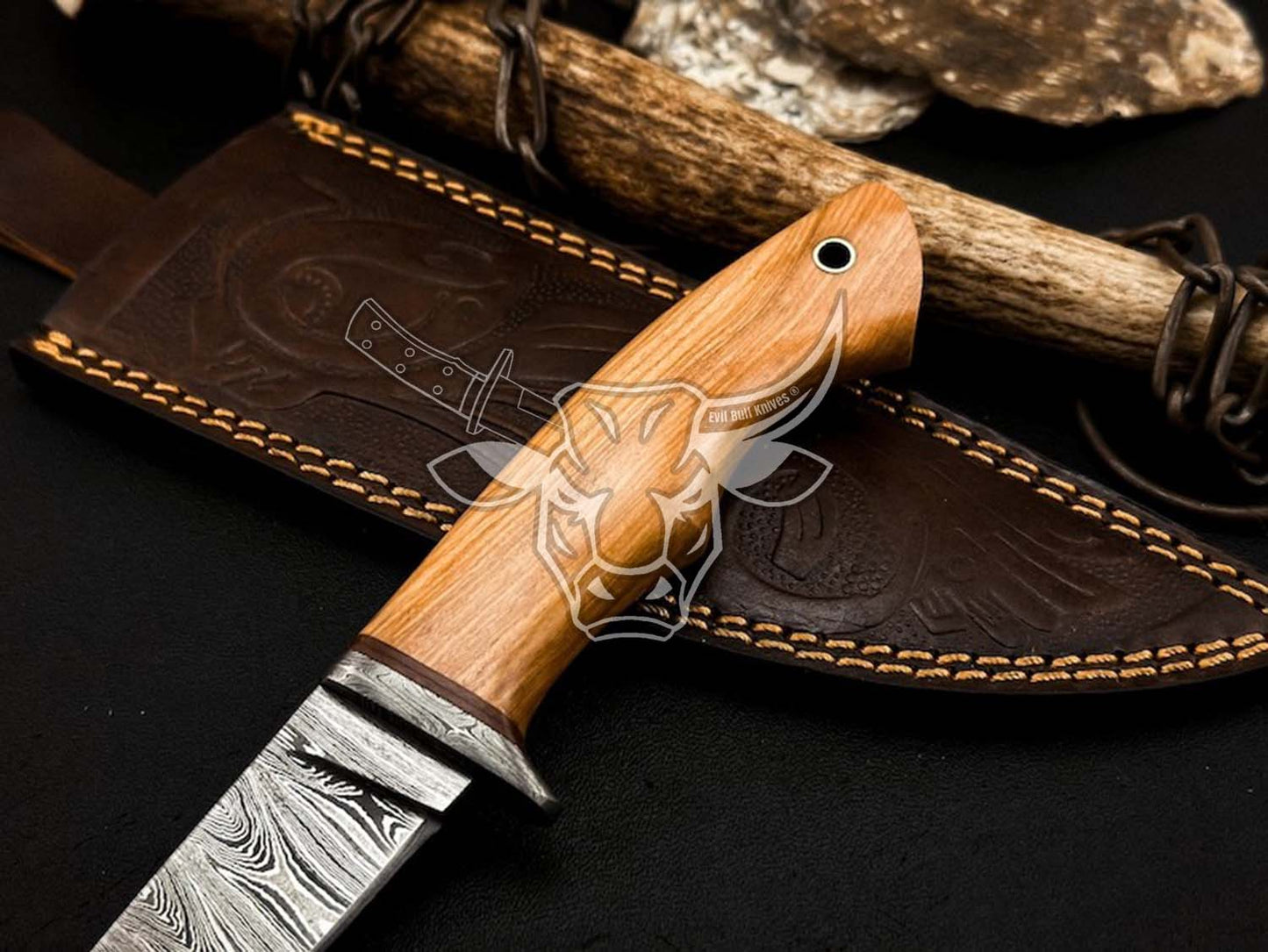 EBK-151 Custom Handmade DAMASCUS Hunting Knife Anniversary Gift, Birthday Gift, Christmas Gift For Him