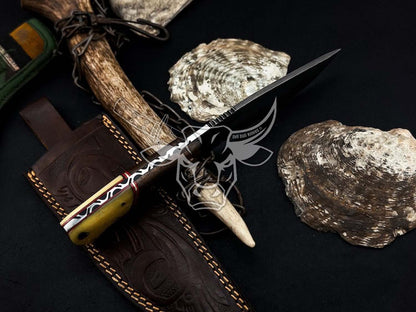 EBK-154 Handmade Damascus Hunting Knife For Camping And Outdoor Anniversary Gift ,Birthday Gift, Christmas Gift For Him