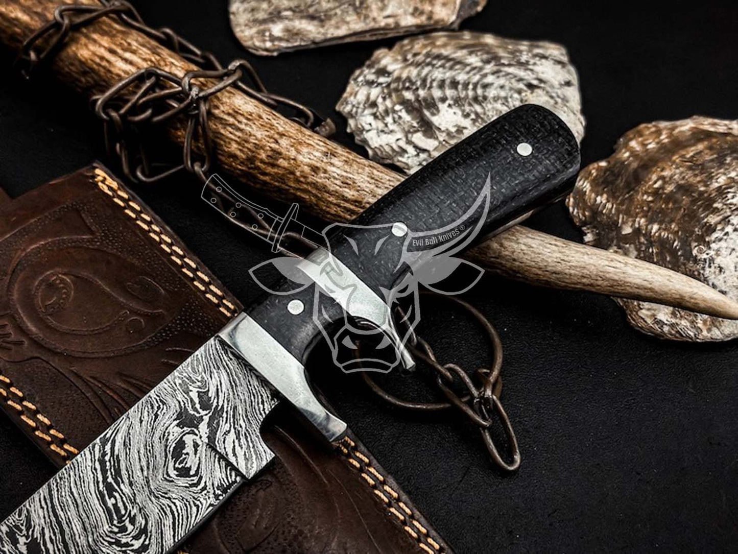EBK-143 Custom Handmade Damascus Hunting Knife Birthday Gift , Birthday Gift , Christmas Gift for Him