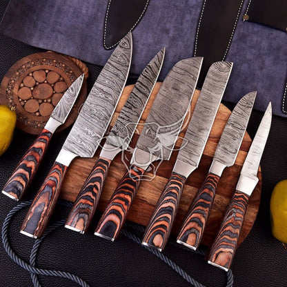 EBK-80 Custom Handmade Damascus Chef Set Anniversary Gift , Birthday Gift, Christmas Gift For Him