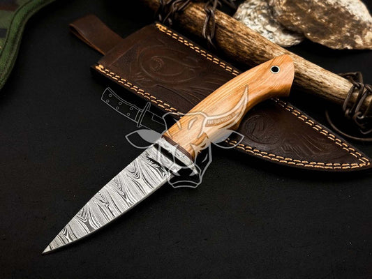 EBK-151 Custom Handmade DAMASCUS Hunting Knife Anniversary Gift, Birthday Gift, Christmas Gift For Him