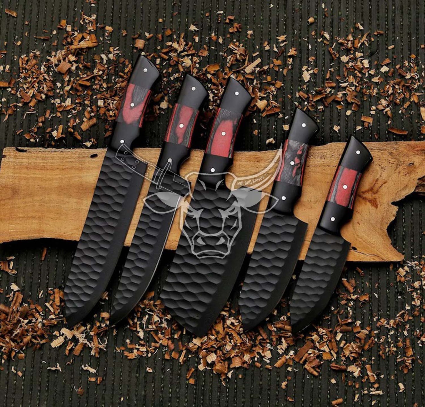 EBK-150 Custom Handmade Carbon Steel chef Set With Cow Leather Sheath Anniversary Gift, Birthday Gift ,Christmas Gift For Him