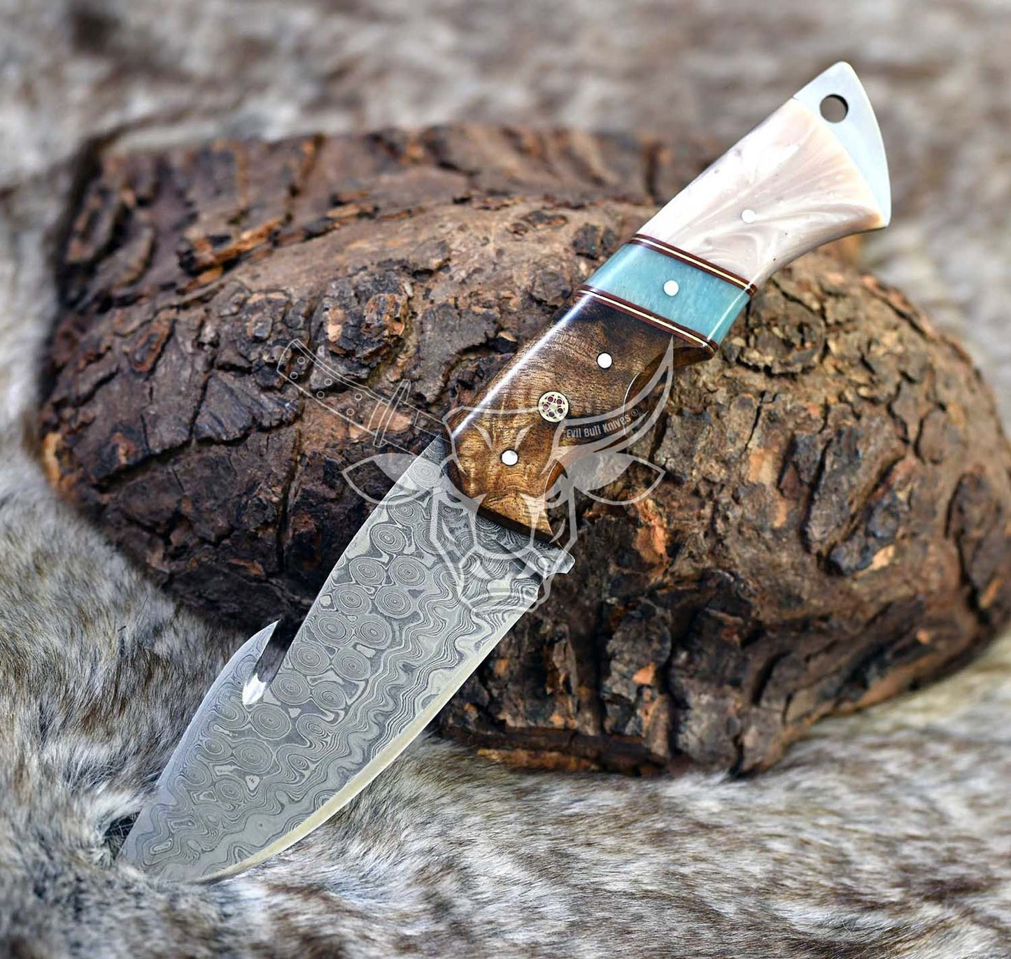 EBK-128 Custom Handmade Damascus Gut Hook Knife A Precision Companion for the Modern Hunter's Pursuit Christmas Gift For Him