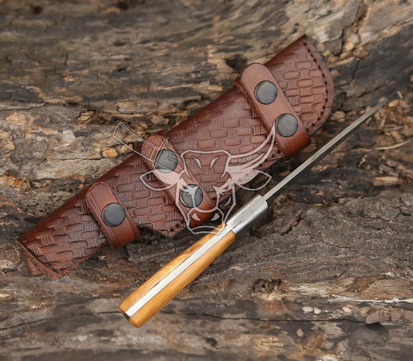 EBK-127 Custom Handmade Damascus Hutting Knife With Olive Wood Handle Anniversary Gift, Birthday Gift, Christmas Gift For Him