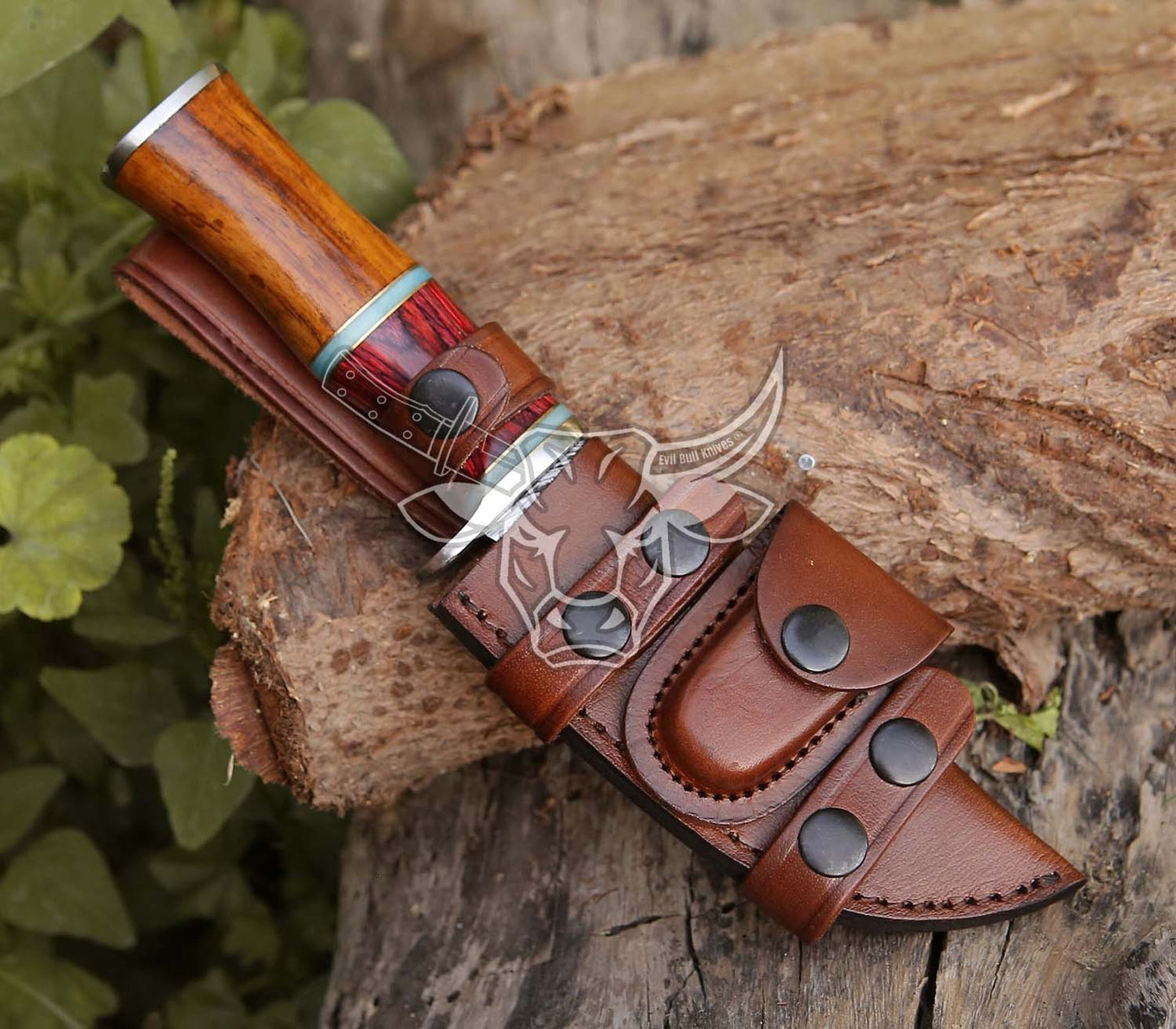 EBK-126 Custom Handmade Damascus Hunting Knife With Awesome Leather Sheath Birthday Gift , Christmas Gift For Him