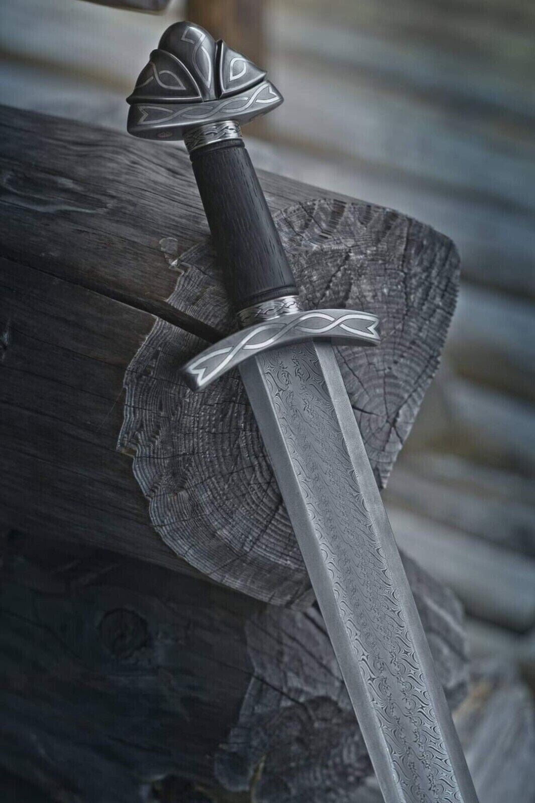 EBK-003 Damascus Steel Viking rune Sword – Evilbullknives