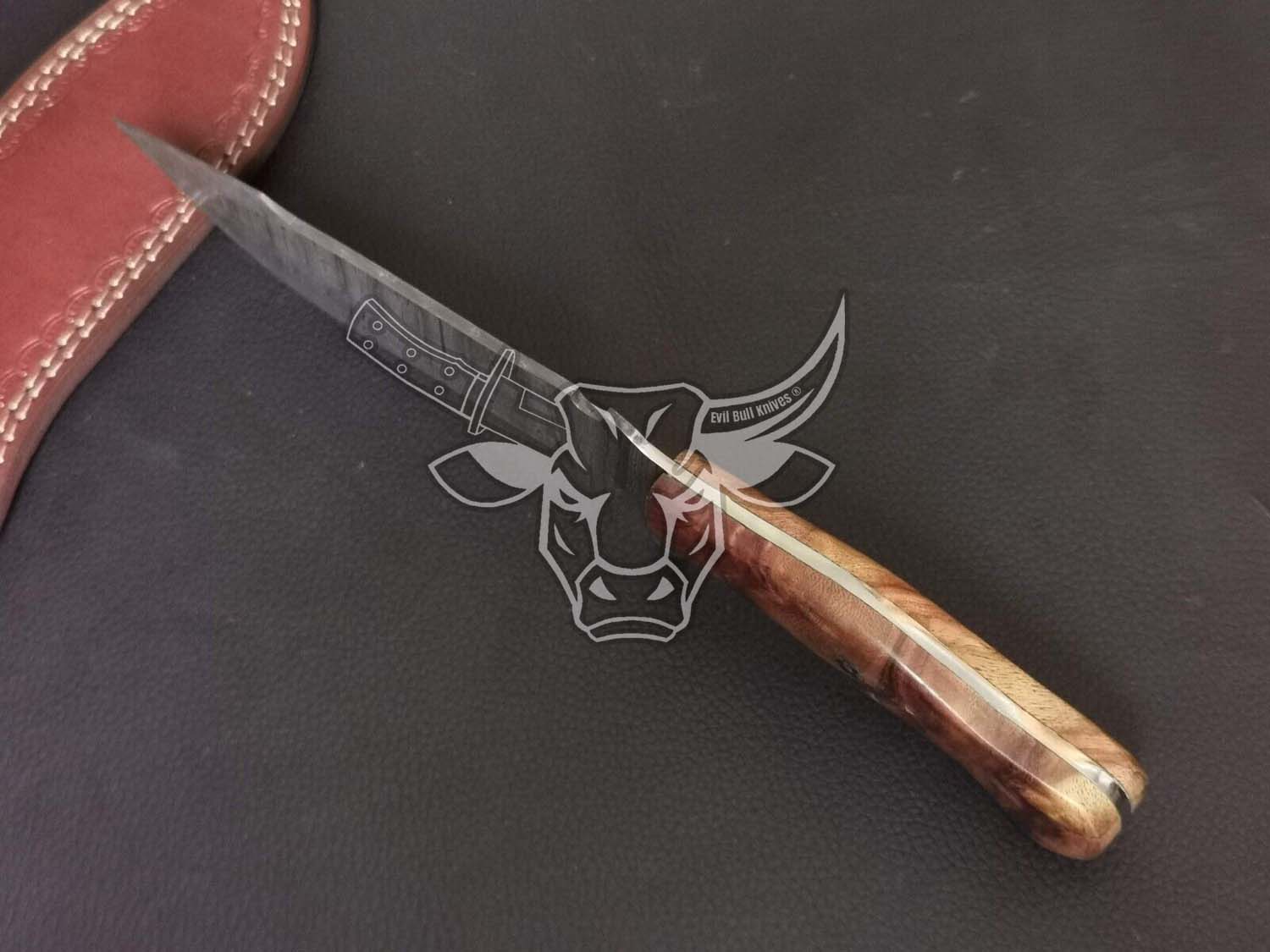EBK-41 Custom Handmade Damascus Bowie Knife Anniversary Gift, Christmas Gift For Him