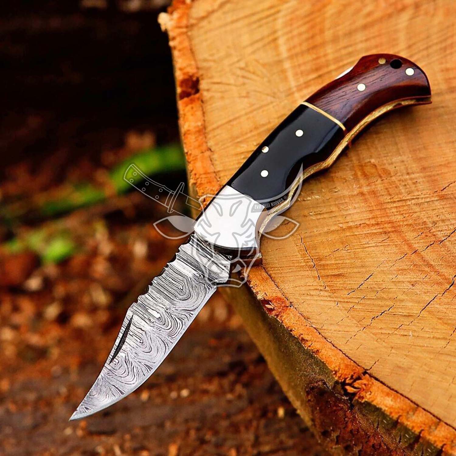 EBK-64 Handmade Damascus Folding Pocket Knife  Anniversary Gift, Birthday Gift Christmas Gift For Him