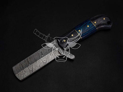 EBK-58 Custom Handmade Damascus Bull Cutter USA Made With Hard Wood Handle, Gift For Him