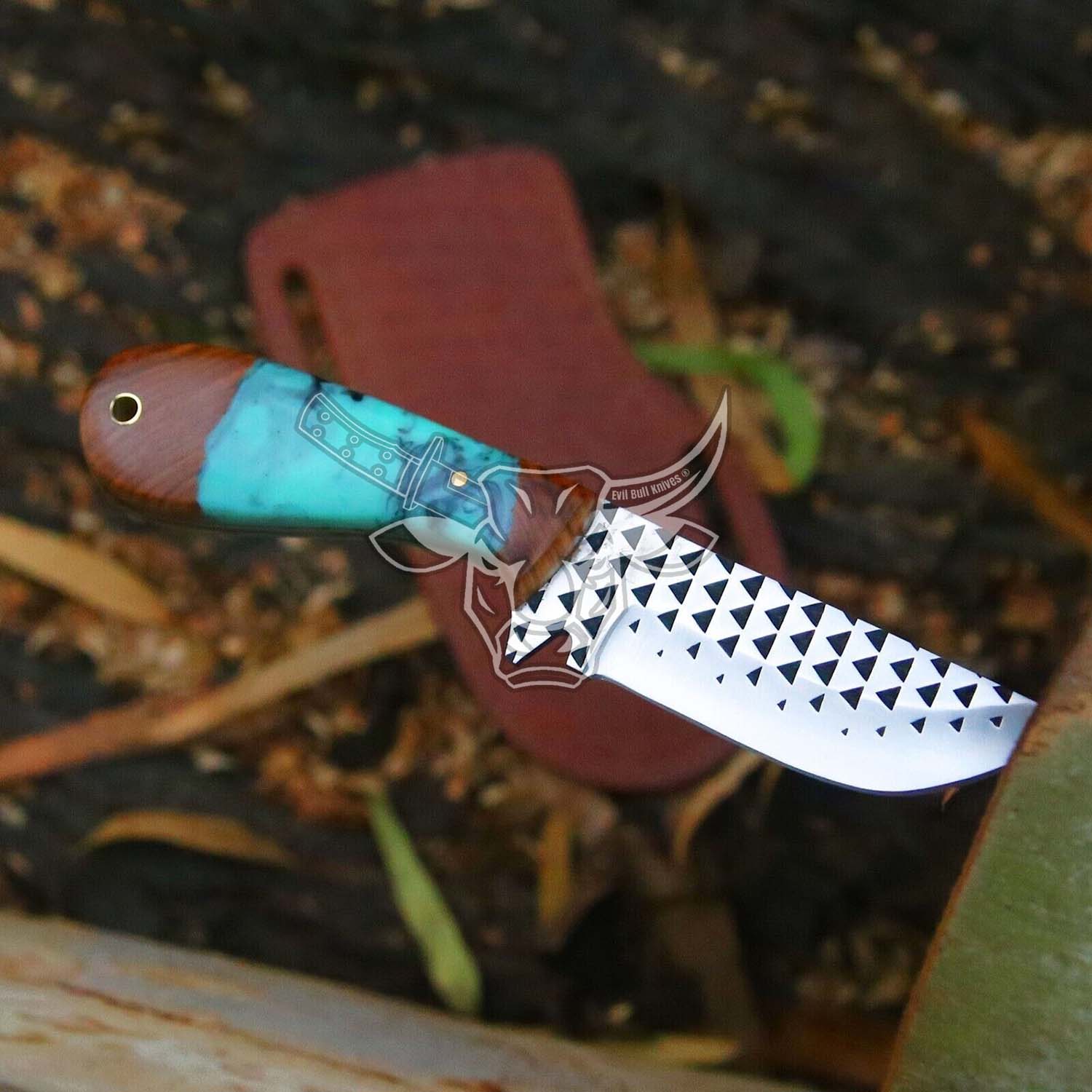 EBK-138 Custom Handmade J2 Rasp Steel Blade Beautiful Resin With Wood Handle 8" INCHES Christmas Gift For Him