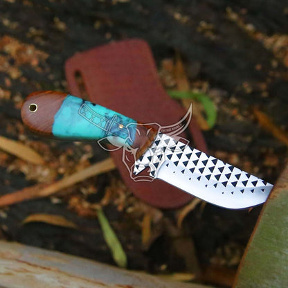 EBK-138 Custom Handmade J2 Rasp Steel Blade Beautiful Resin With Wood Handle 8" INCHES Christmas Gift For Him