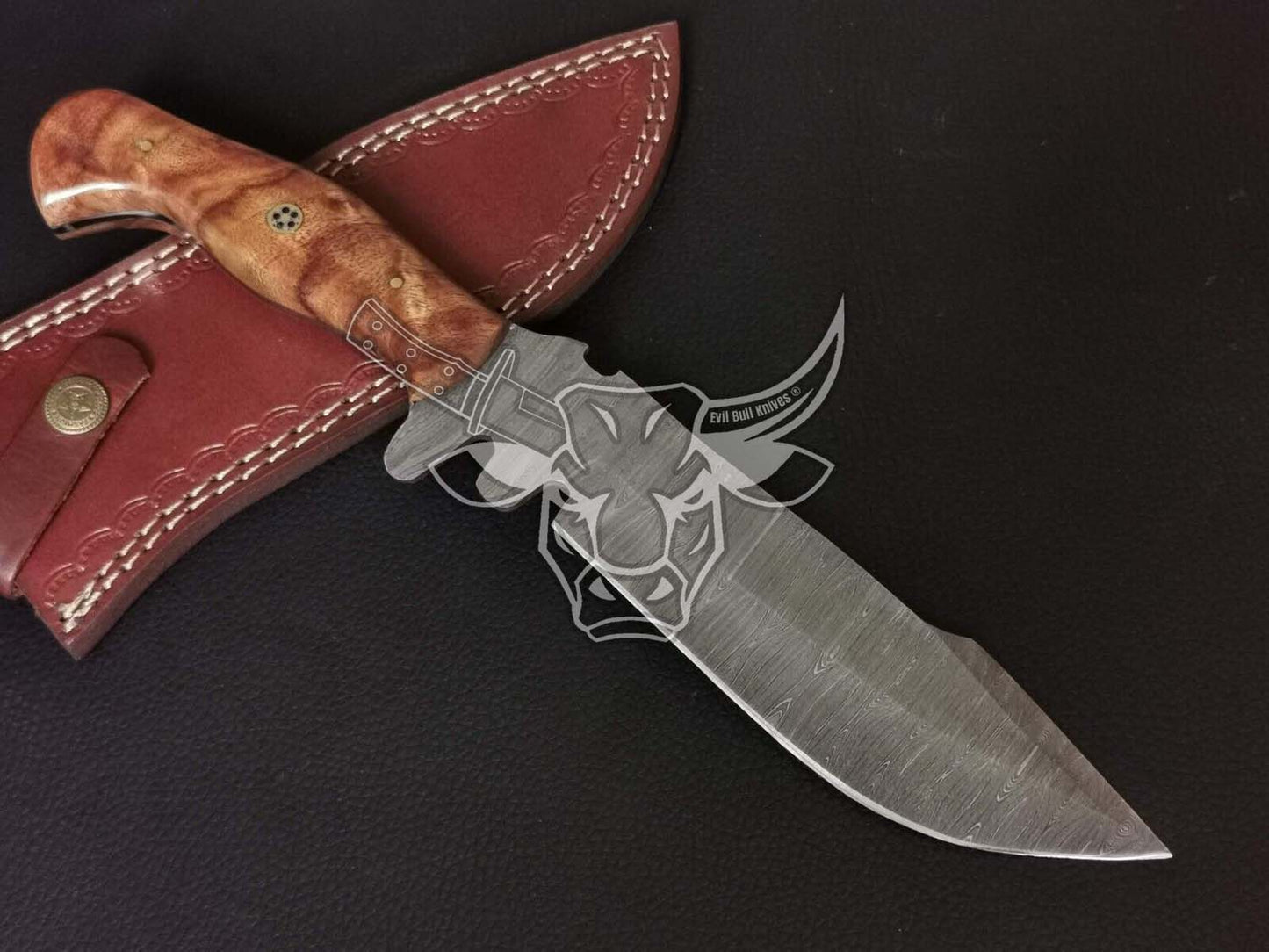 EBK-41 Custom Handmade Damascus Bowie Knife Anniversary Gift, Christmas Gift For Him