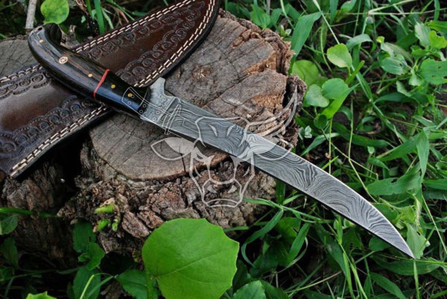 EBK-101 Custom Handmade Damascus Fillet Knife with Wenge Wood and Buffalo Horn Handle Birthday Gift for him, Christmas Gift for him