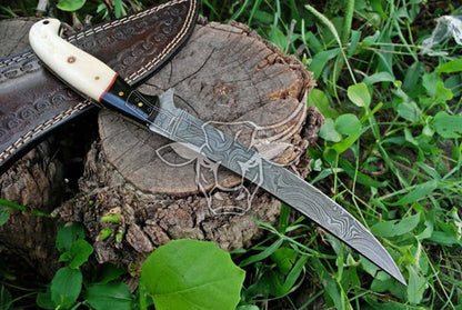 EBK-102 Coalesced Wenge Wood and Bone Handle Damascus Steel Fillet Knife