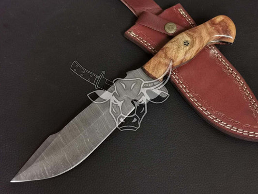 EBK-41 Custom Handmade Damascus Bowie Knife Anniversary Gift, Christmas Gift For Him