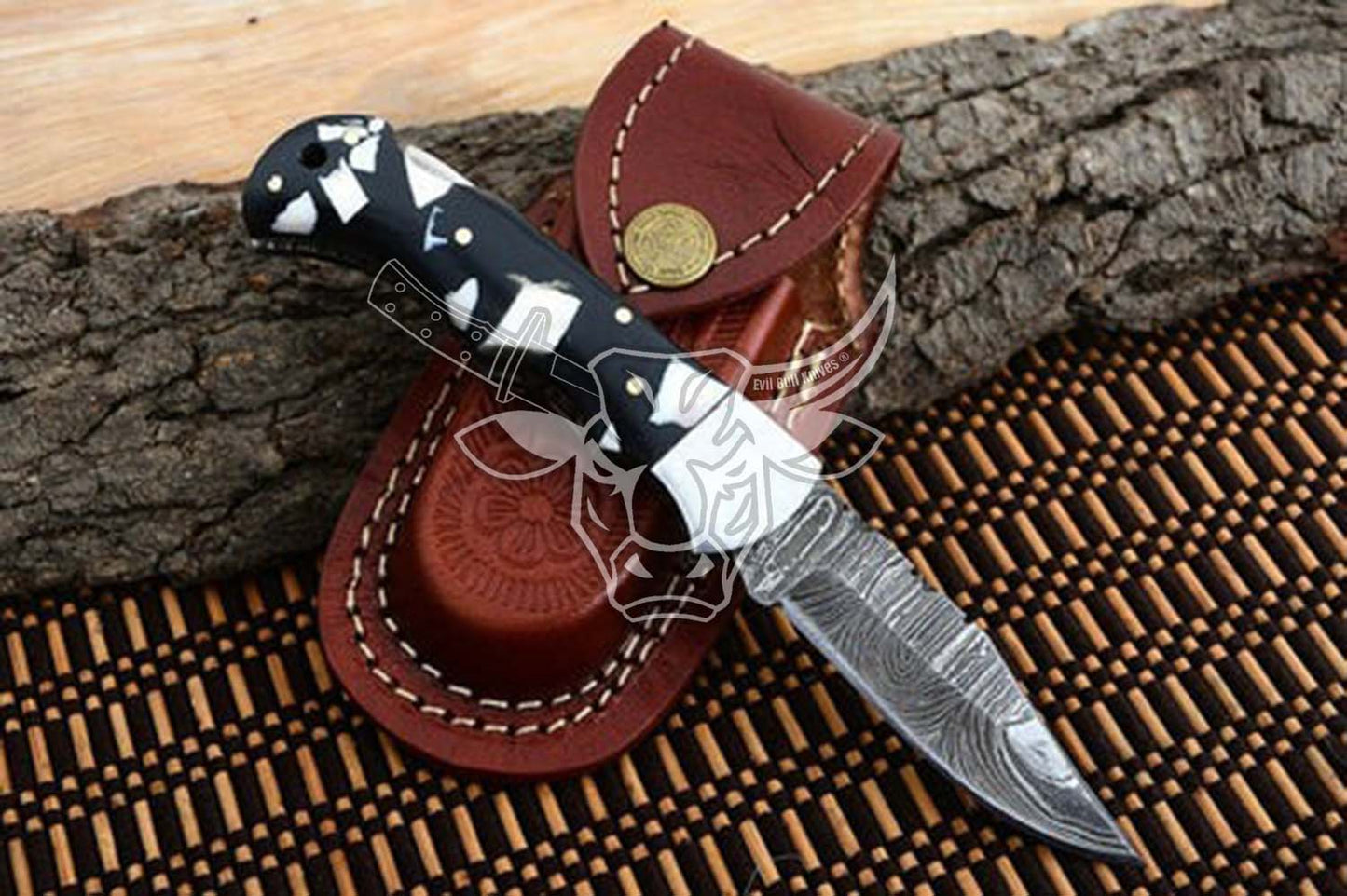 EBK-95 Best Folding Pocket Knife with Black and White Resin and Steel Bolster Handle , Anniversary Gift , Birthday Gift , Christmas Gift  For Him