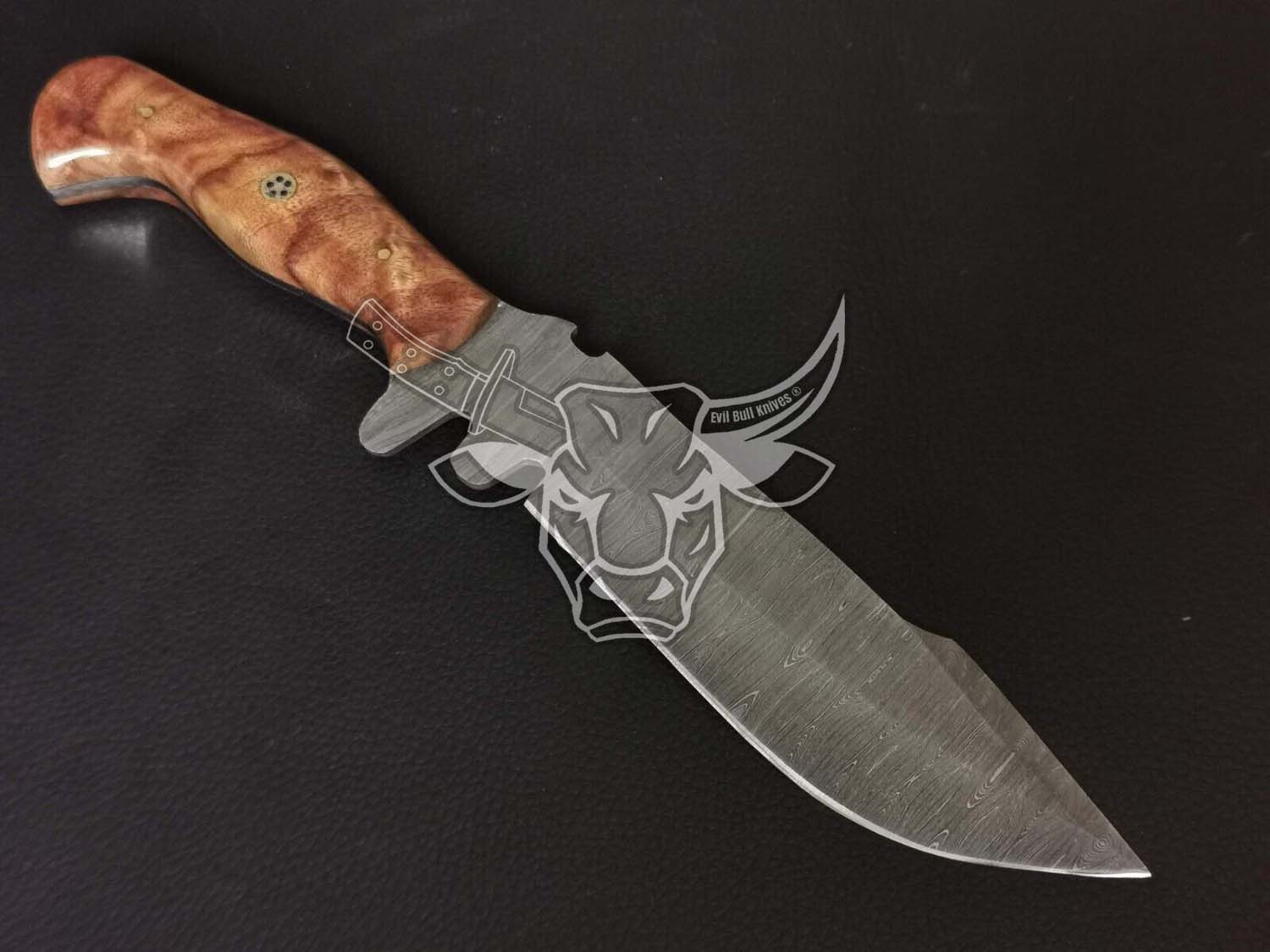 EBK-41 Custom Handmade Damascus Bowie Knife Anniversary Gift, Christmas Gift For Him
