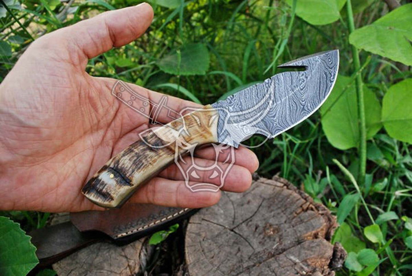 EBK-93 Custom Handmade Damascus Hunting Knife Anniversary Gift ,Birthday Gift , Groomsmen Gift , Christmas Gift For Him