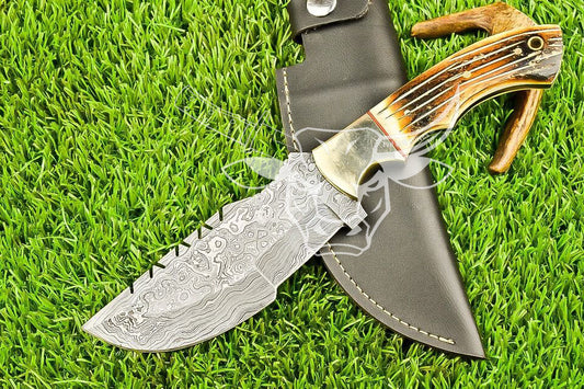 EBK-28 Custom Hand Forged Damascus Steel Knife, Hunting Knife, TRACKER KNIFE anniversary Gift, Christmas Gift For him