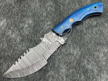 EBK-60 Custom hand forged Damascus Blade Hunting knife With Amazing Leather Sheath Anniversary Gift, Birthday Gift, Christmas Gift For Him