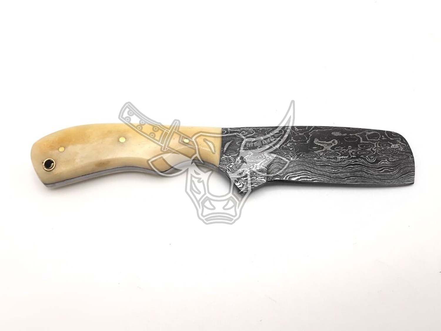 EBK-59 Hand Forged Cowboy Bull Cutter Knife Handmade Damascus butcher knife with Sheath USA Made Gift For Him
