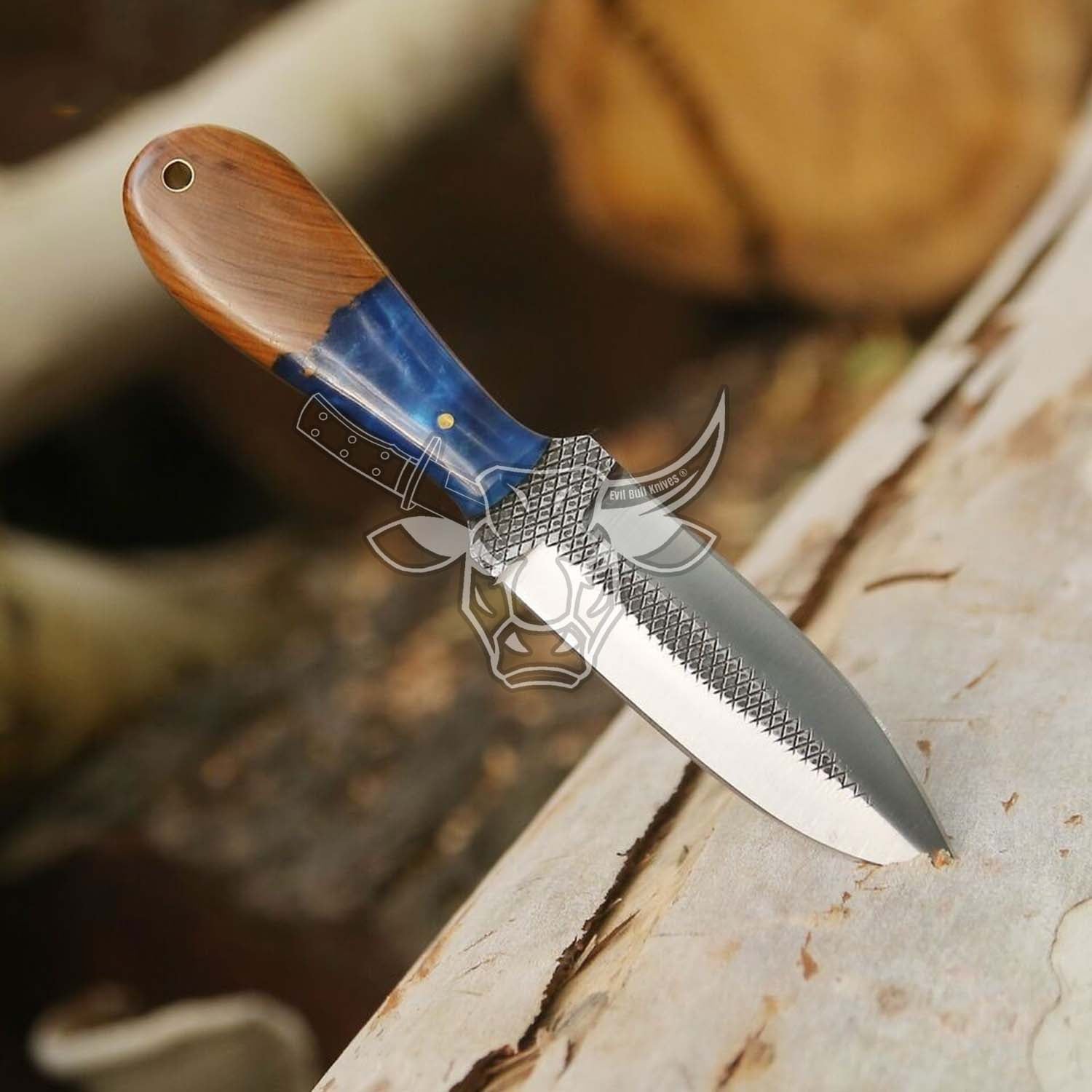 EBK-139 Custom Handmade J2 Rasp Steel Blade Dagger Knife Beautiful Resin With Rose Wood  Birthday Gift ANIVERSARRY gift