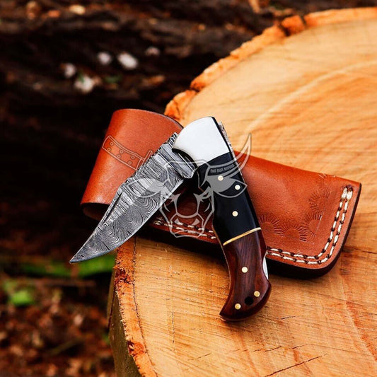 EBK-64 Handmade Damascus Folding Pocket Knife  Anniversary Gift, Birthday Gift Christmas Gift For Him