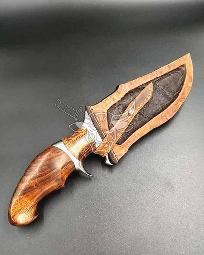 EBK-62 Custom Handmade Damascus Steel Hunting Bowie Knife With Leather Sheath Anniversary Gift, Birthday Gift, Christmas Gift For Him