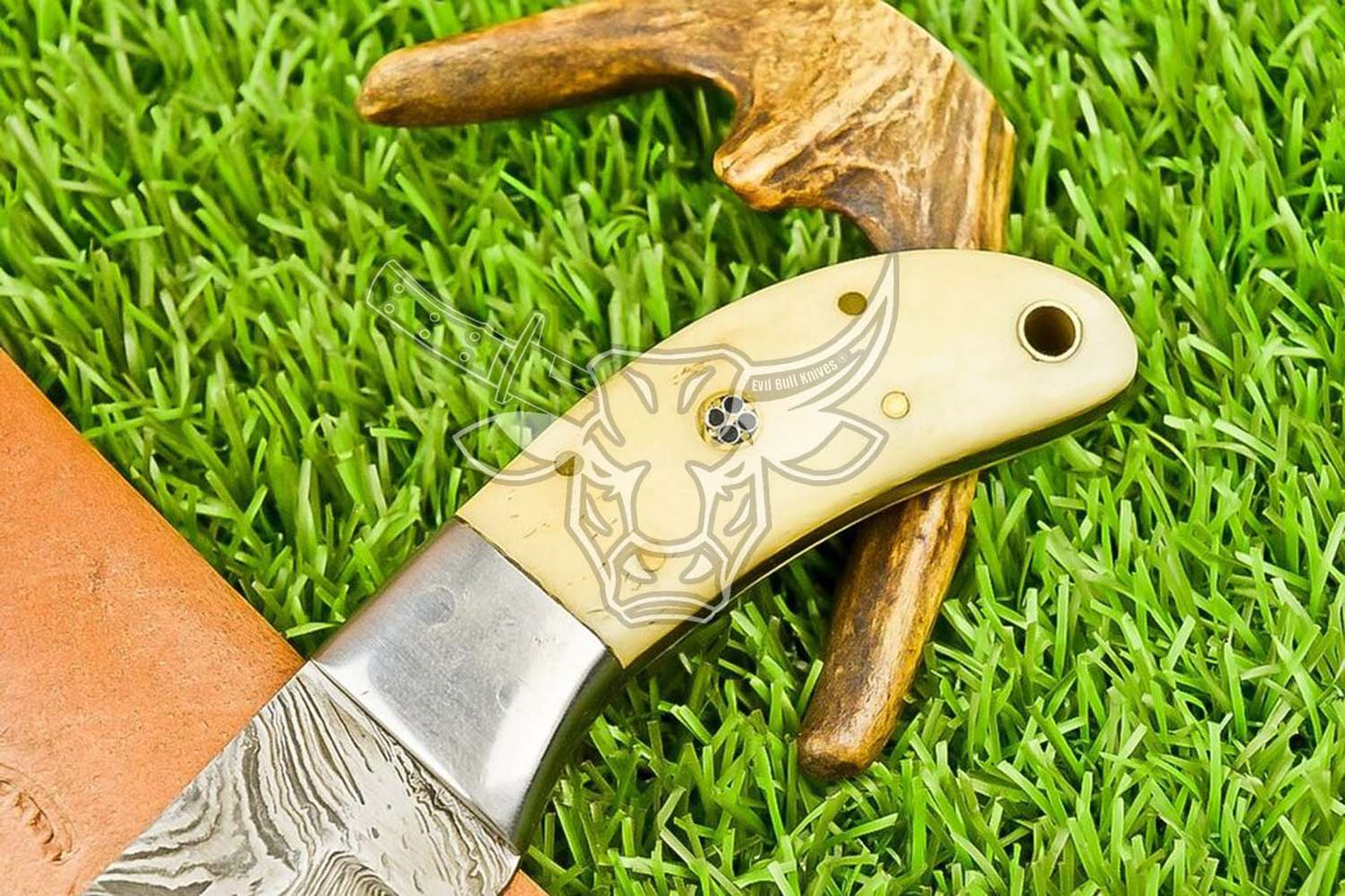 EBK-63 Custom Hand Forged Damascus Steel Skinner Knife, Hunting Knife, CAMPING KNIFE USA Made Gift For Him