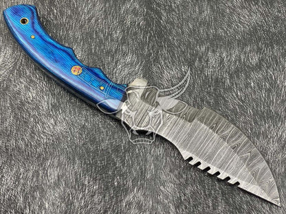 EBK-60 Custom hand forged Damascus Blade Hunting knife With Amazing Leather Sheath Anniversary Gift, Birthday Gift, Christmas Gift For Him