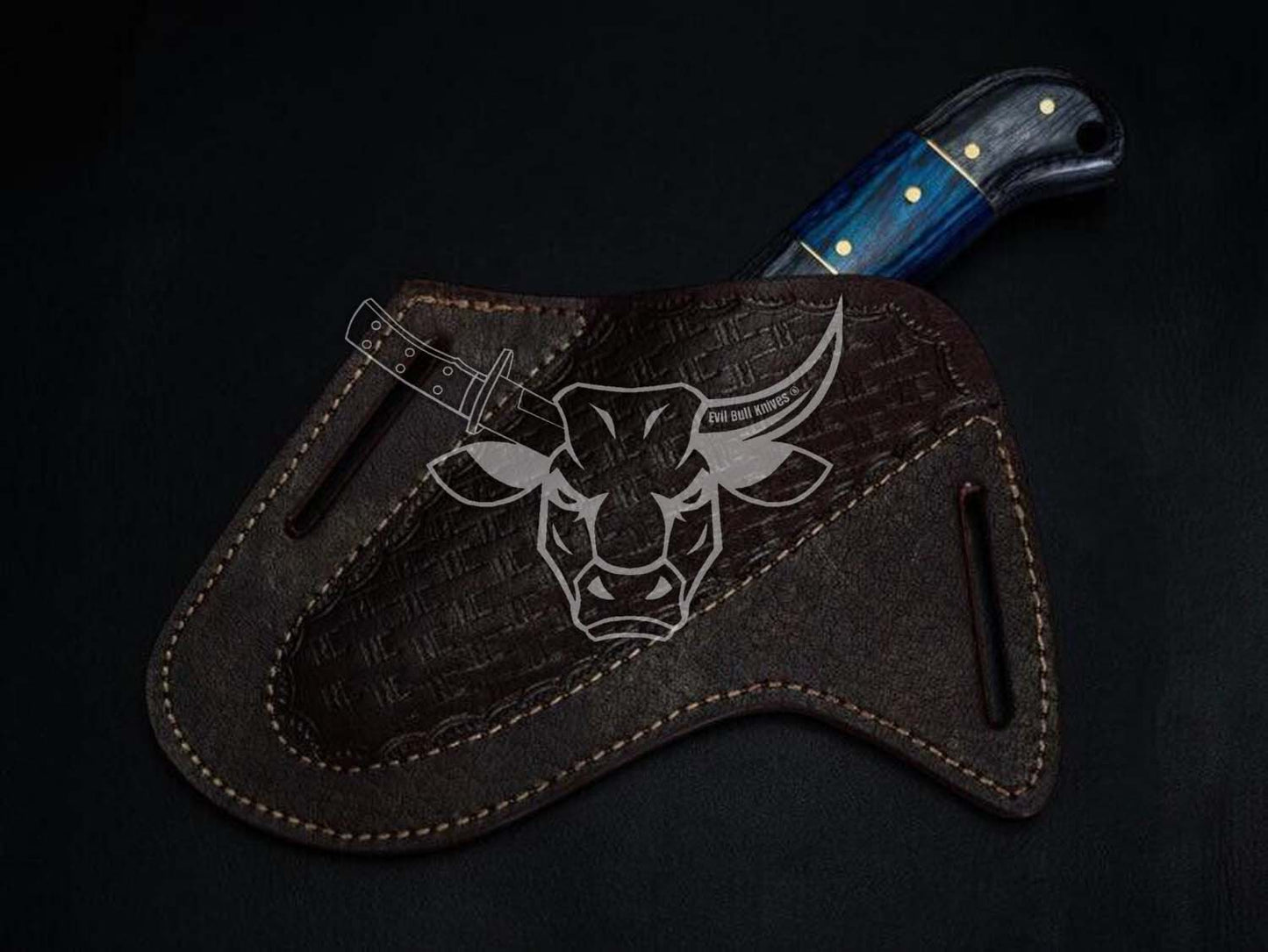 EBK-58 Custom Handmade Damascus Bull Cutter USA Made With Hard Wood Handle, Gift For Him