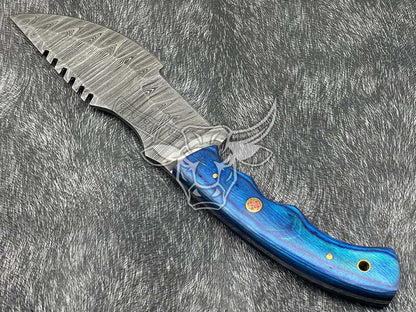 EBK-60 Custom hand forged Damascus Blade Hunting knife With Amazing Leather Sheath Anniversary Gift, Birthday Gift, Christmas Gift For Him