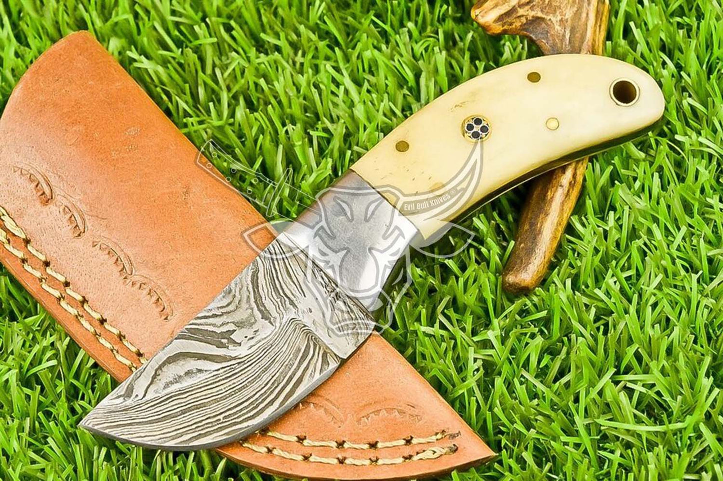 EBK-63 Custom Hand Forged Damascus Steel Skinner Knife, Hunting Knife, CAMPING KNIFE USA Made Gift For Him