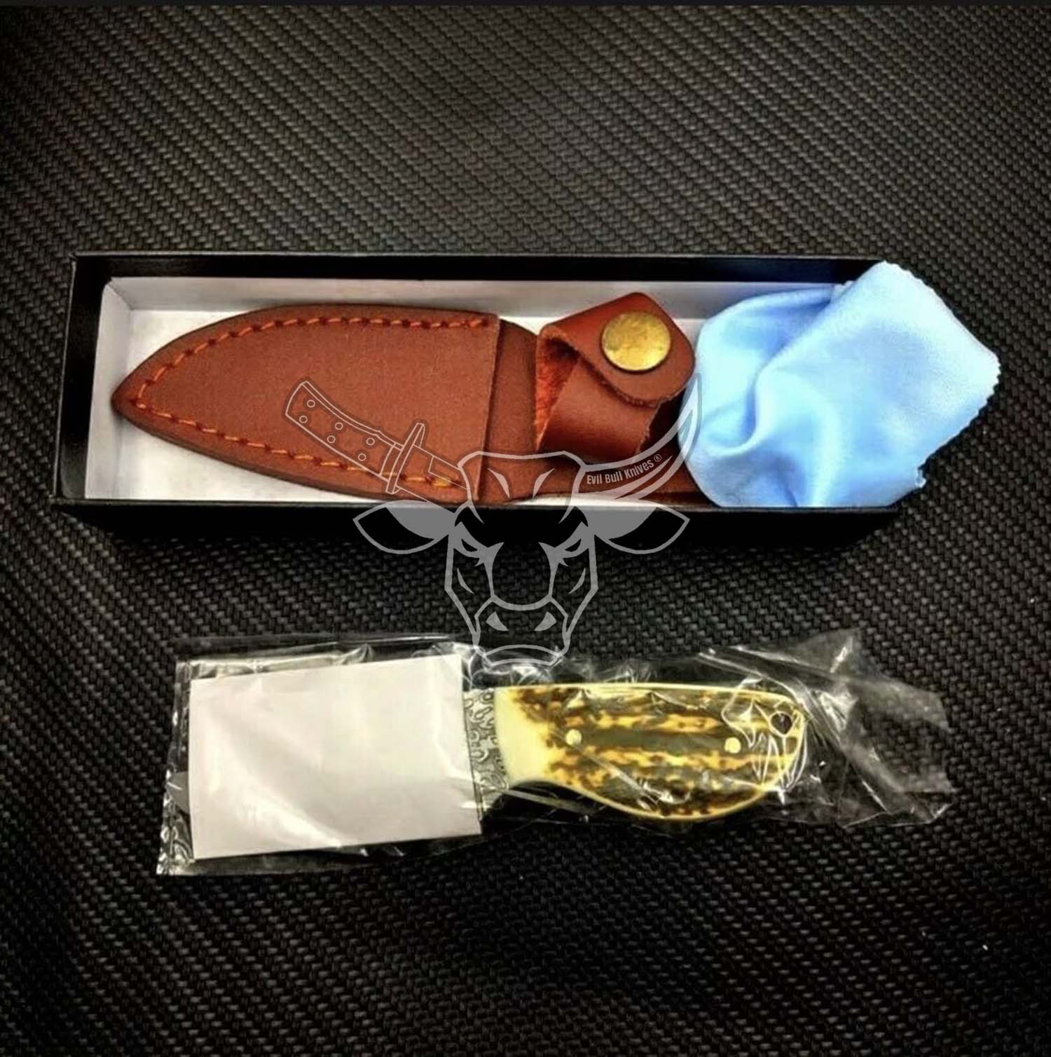 EBK-56 Custom Handmade Damascus Hunting And Skinning Knife With Deer Stag Antler Handle EDC Anniversary Gift, Birthday Gift, Christmas Gift
