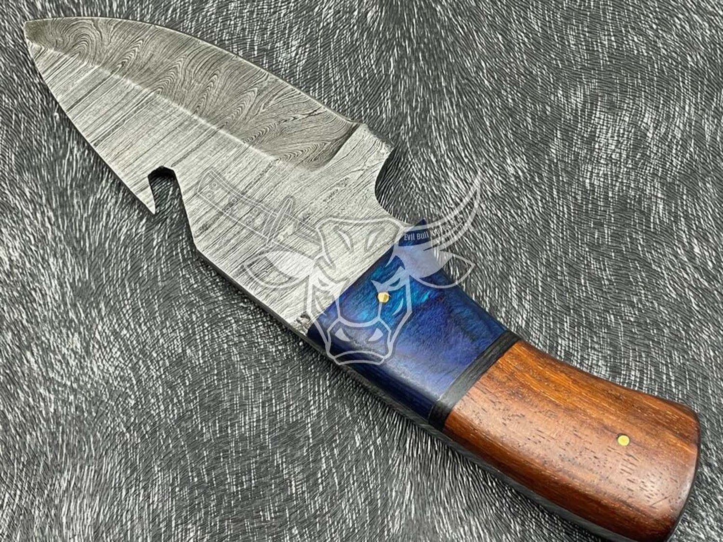 EBK-44 Custom Hand Forged Damascus steel Skinning Full Tang Knife Camping Knife With Sheath Anniversary Gift, Christmas Gift For Him