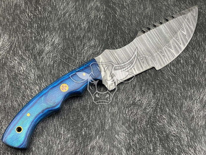 EBK-60 Custom hand forged Damascus Blade Hunting knife With Amazing Leather Sheath Anniversary Gift, Birthday Gift, Christmas Gift For Him