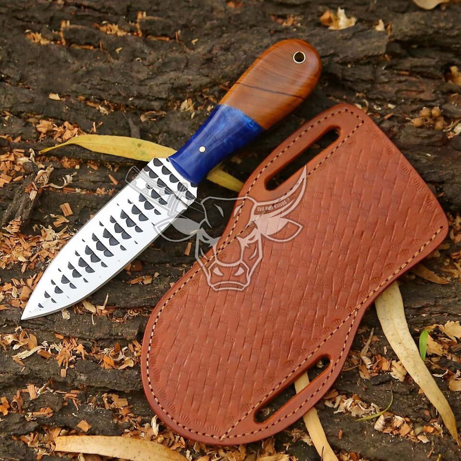 EBK-139 Custom Handmade J2 Rasp Steel Blade Dagger Knife Beautiful Resin With Rose Wood  Birthday Gift ANIVERSARRY gift