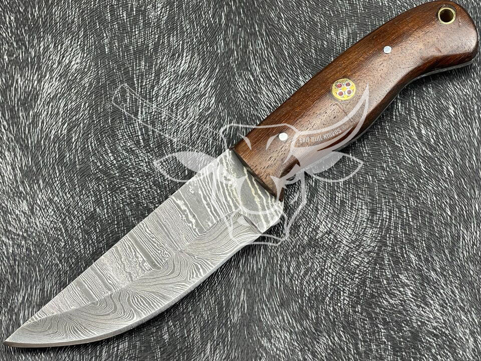 EBK-39 Custom handmade Damascus steel Skinning Knife, Hunting Knife With Leather Sheath Anniversary Gift, Birthday Gift, Christmas Gift For Him