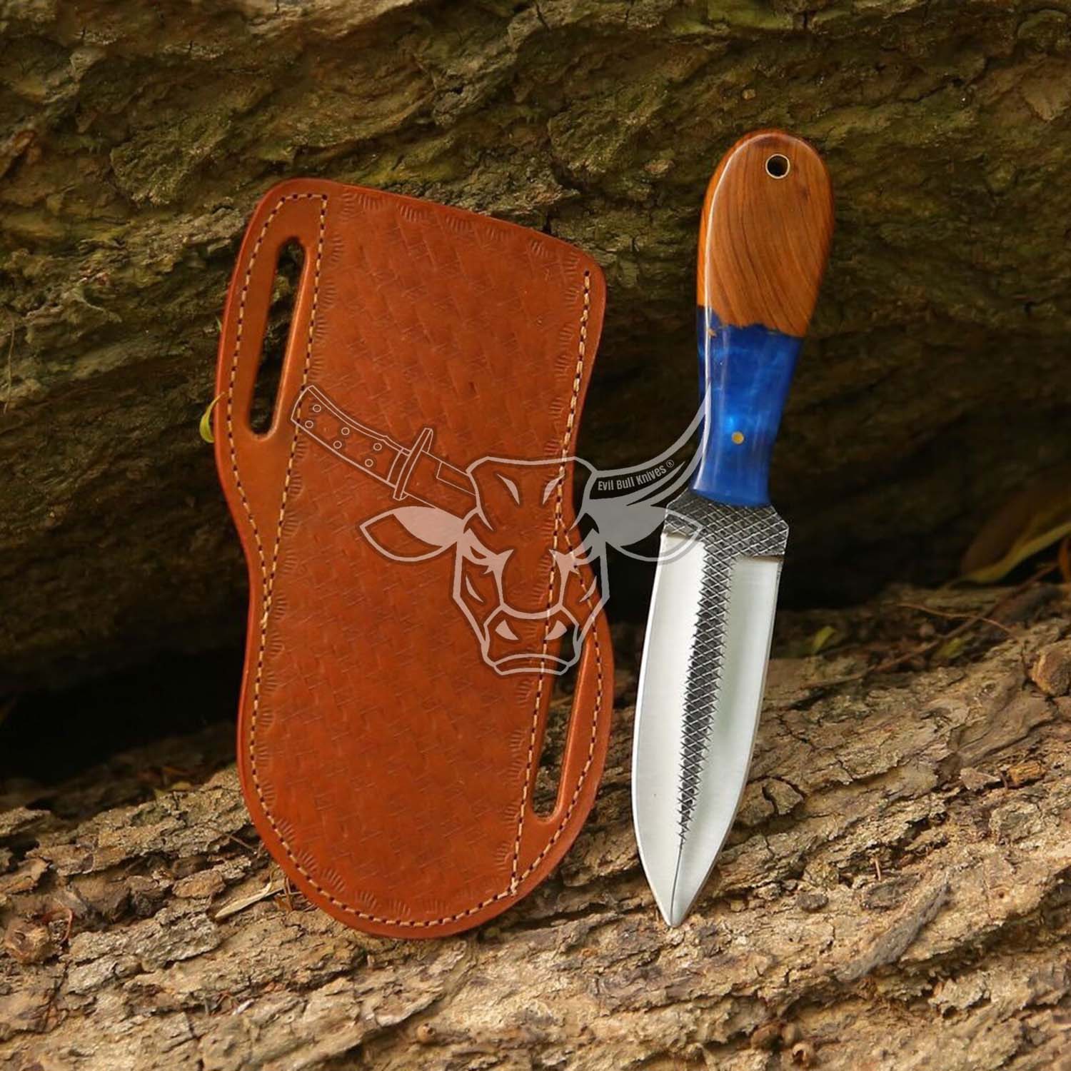 EBK-139 Custom Handmade J2 Rasp Steel Blade Dagger Knife Beautiful Resin With Rose Wood  Birthday Gift ANIVERSARRY gift