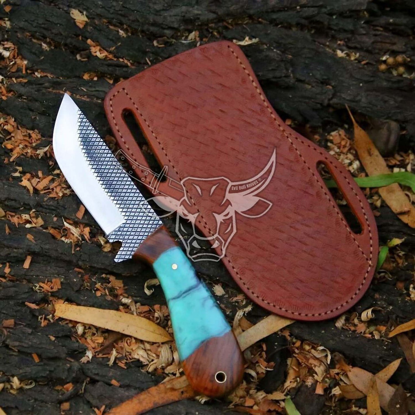 EBK-138 Custom Handmade J2 Rasp Steel Blade Beautiful Resin With Wood Handle 8" INCHES Christmas Gift For Him